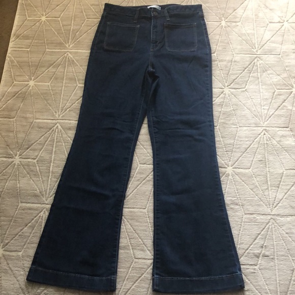 🎈 Lauren Conrad High Rise Dark Wash Flare Jean Size 14 Junior - Picture 3 of 7